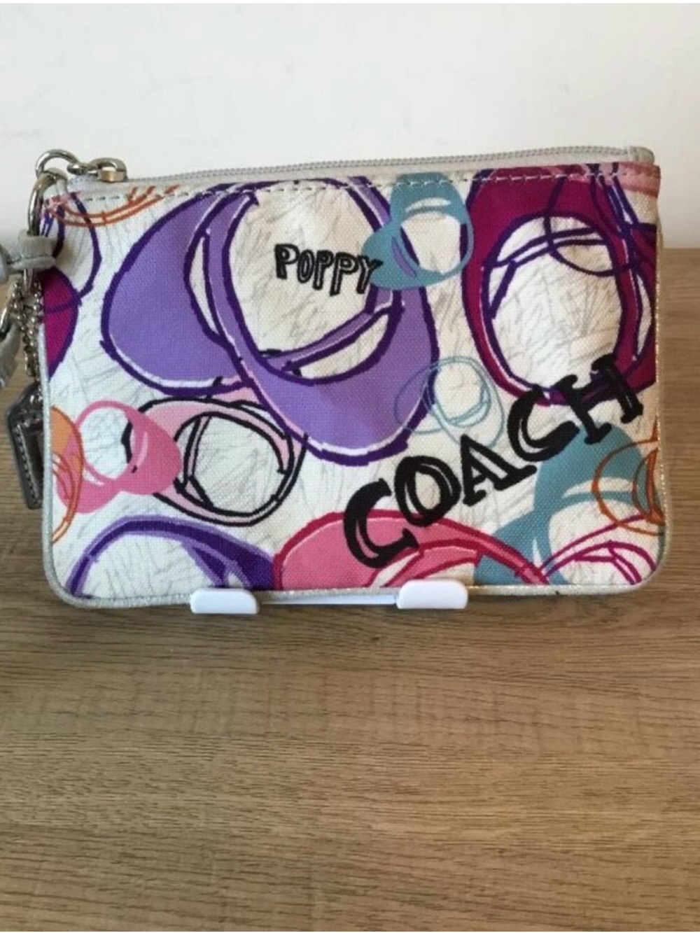 Coach Poppy Wristlet Graffiti Canvas Design, Multicolored w/ Hang Tag - EUC